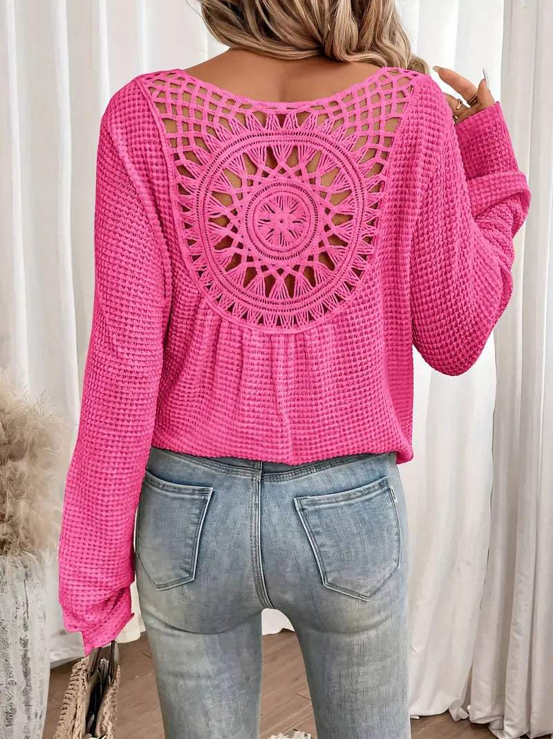 Sweter damski z dzianiny V-Neck
