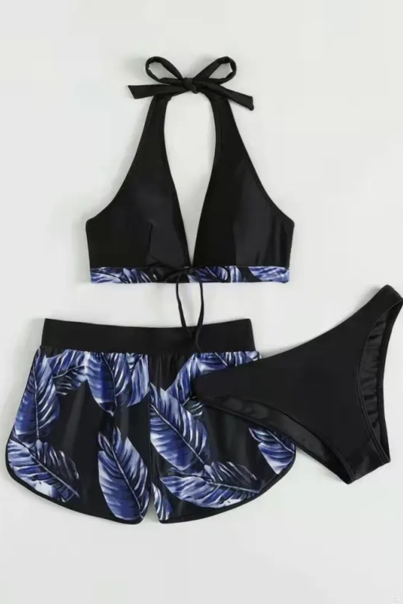 3-częściowy zestaw bikini z nadrukiem liści dla kobiet Ava |