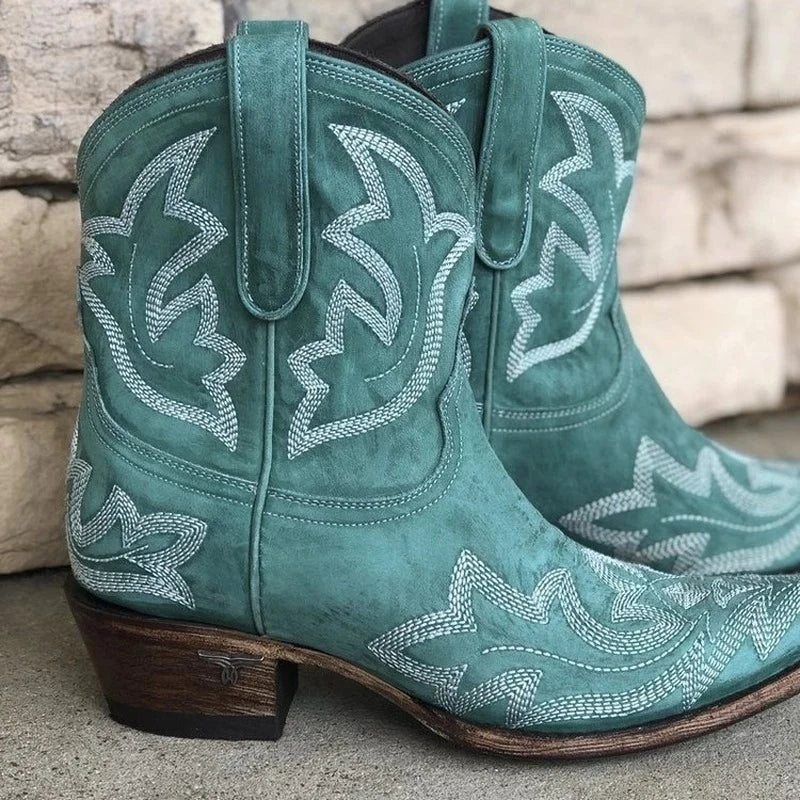 Lina - haftowane skórzane buty kowbojskie