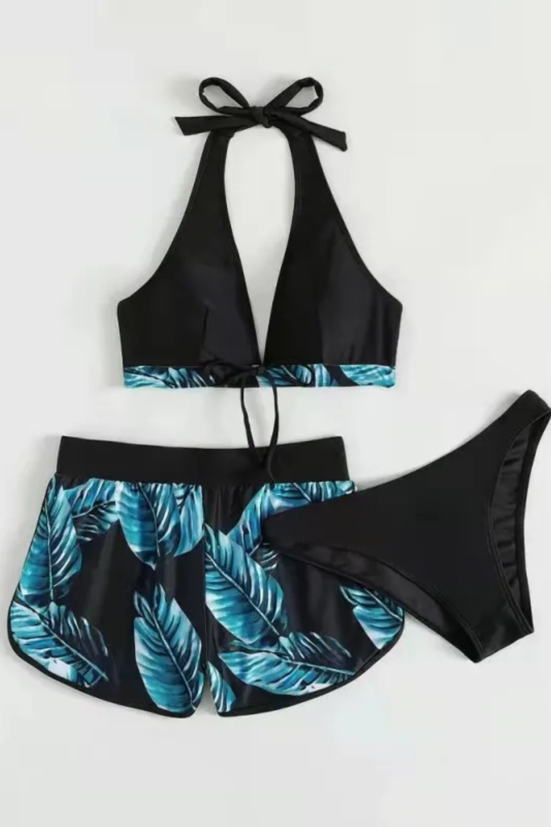 3-częściowy zestaw bikini z nadrukiem liści dla kobiet Ava |