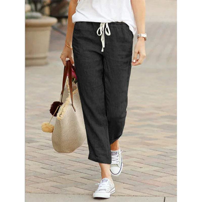 Lniane spodnie damskie casual