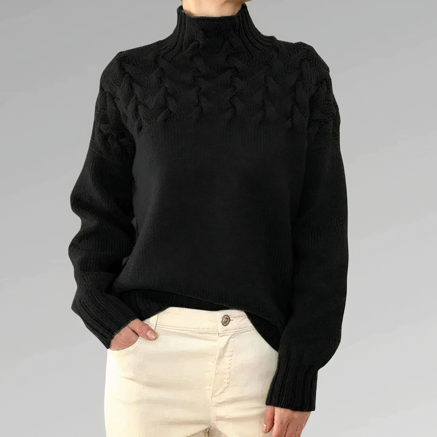 Sweter z dzianiny z wzorem w kable - Chloé