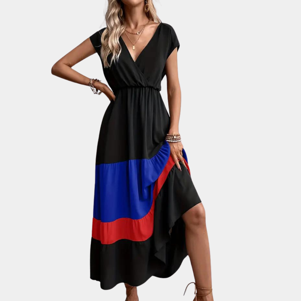 Linda - Casualowa sukienka damska z dekoltem w szpic