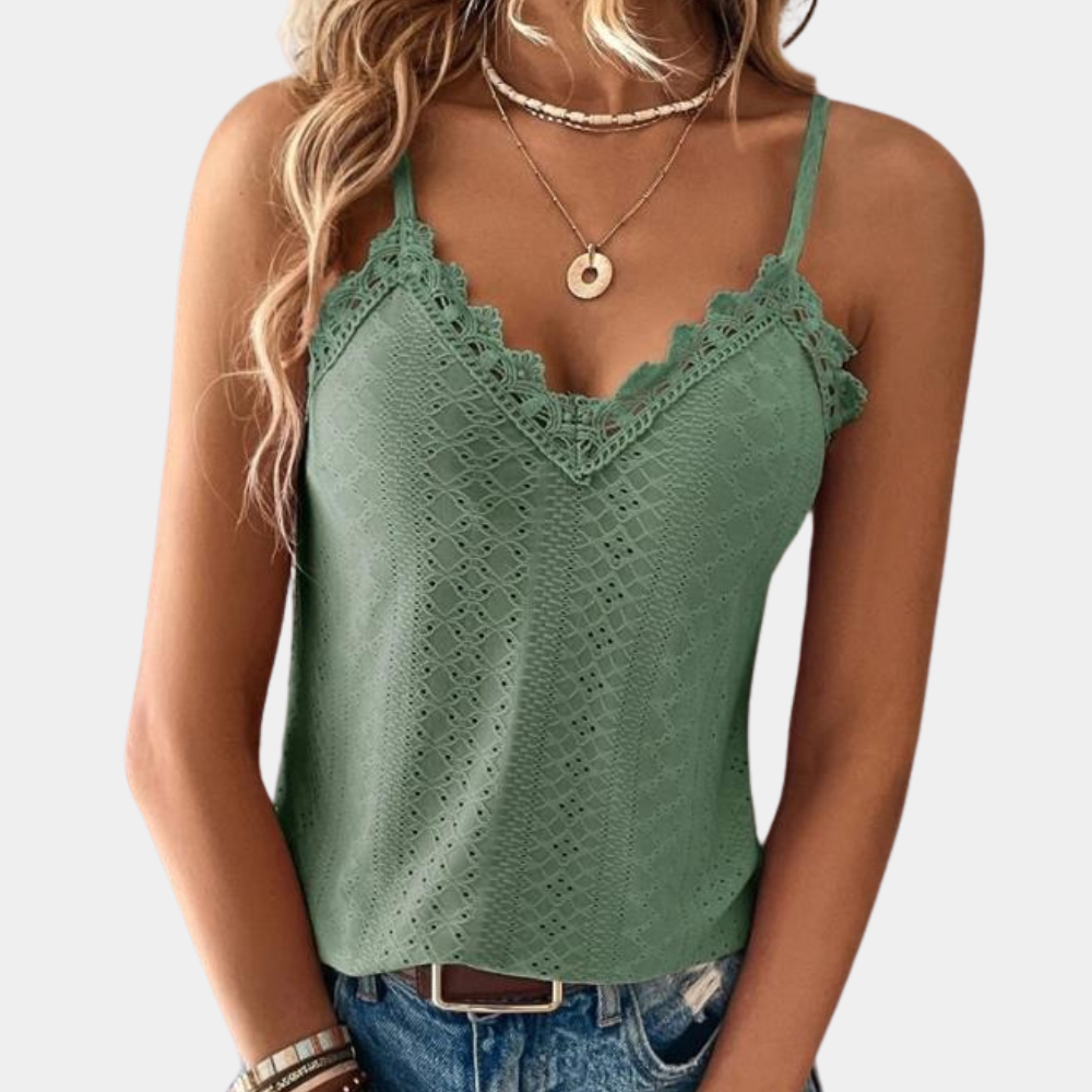 Stylowy damski top z dekoltem w szpic