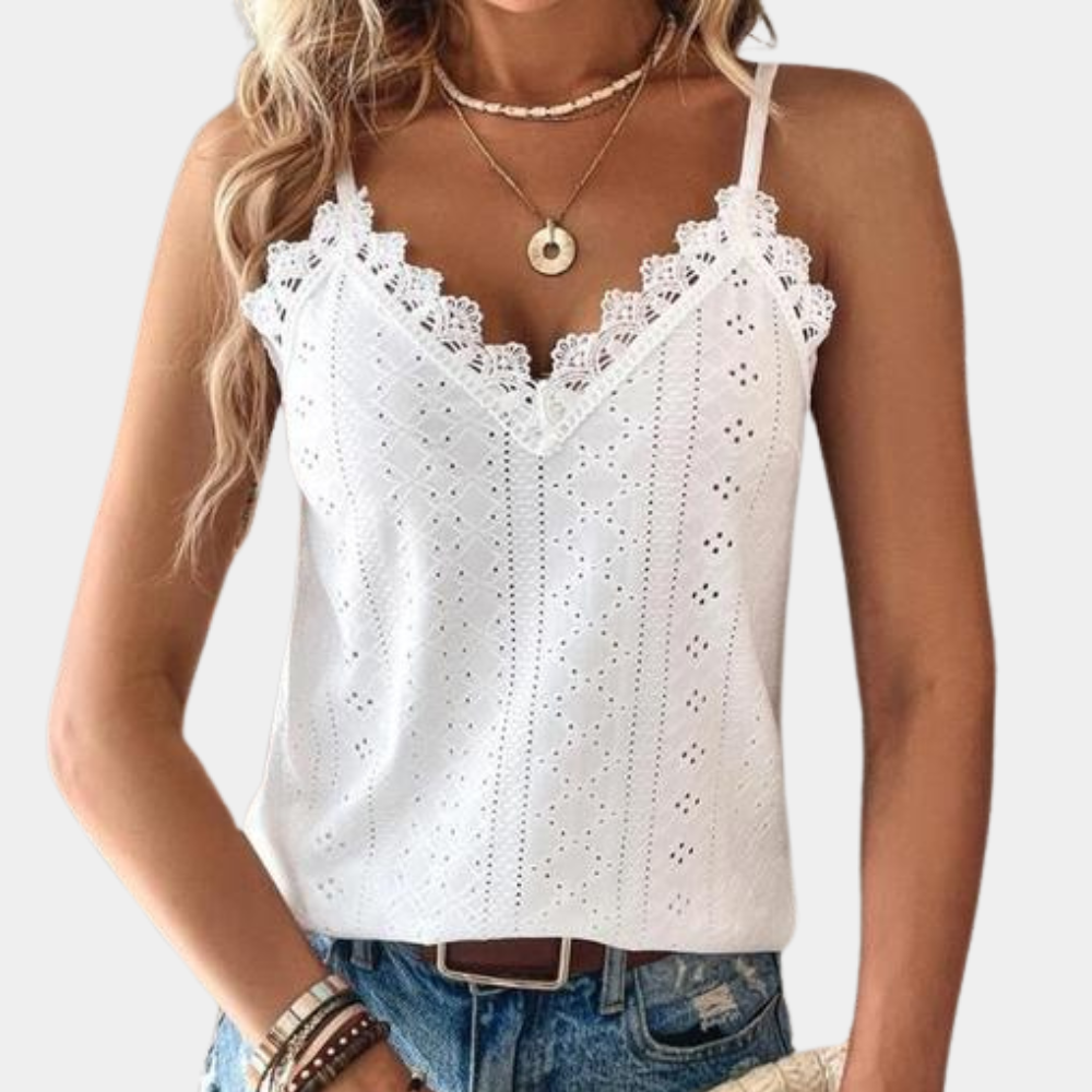 Stylowy damski top z dekoltem w szpic