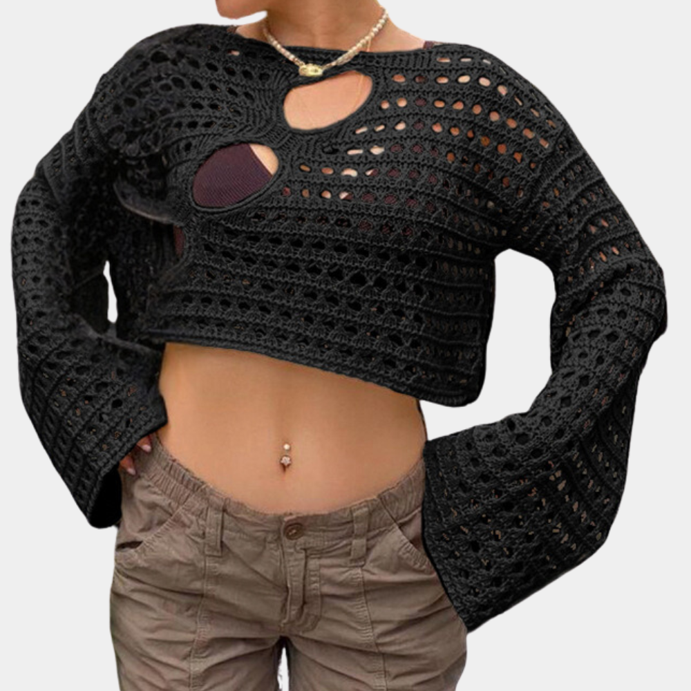 Nowoczesny damski crop top z dzianiny