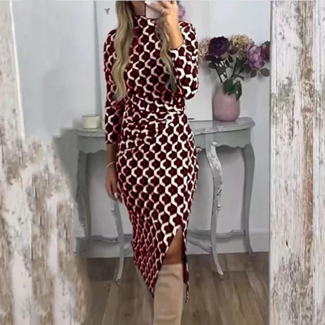 Paulinka - Elegancka sukienka damska z wzorem
