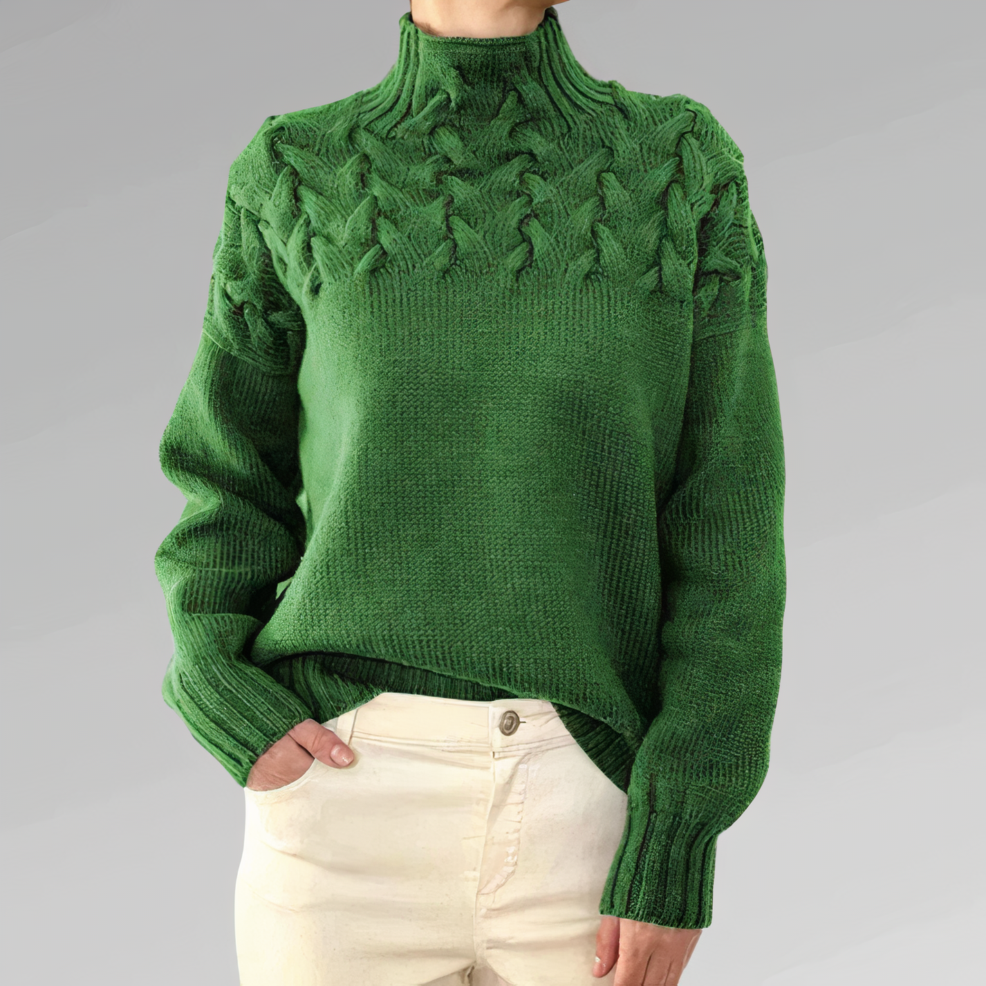 Sweter z dzianiny z wzorem w kable - Chloé