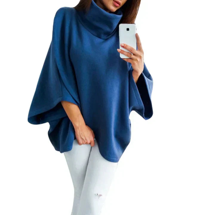 Xenia - sweter poncho z golfem dla kobiet