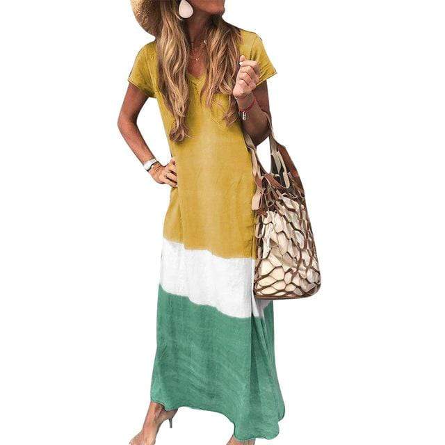 Haelle - Boho casual wielokolorowa sukienka maxi