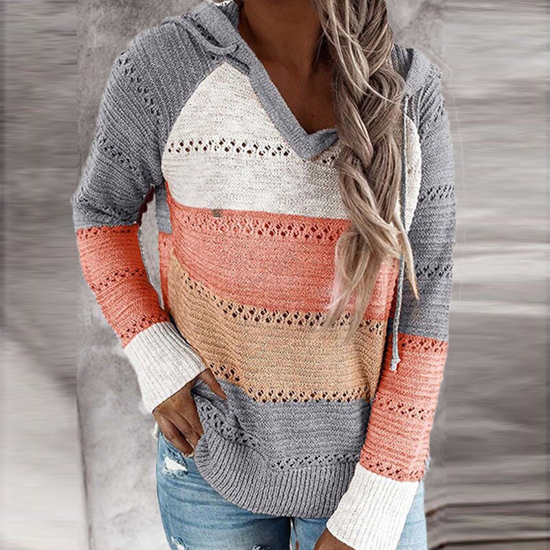 Tayla - Bluza z kapturem z wygodnym patchworkiem dla kobiet