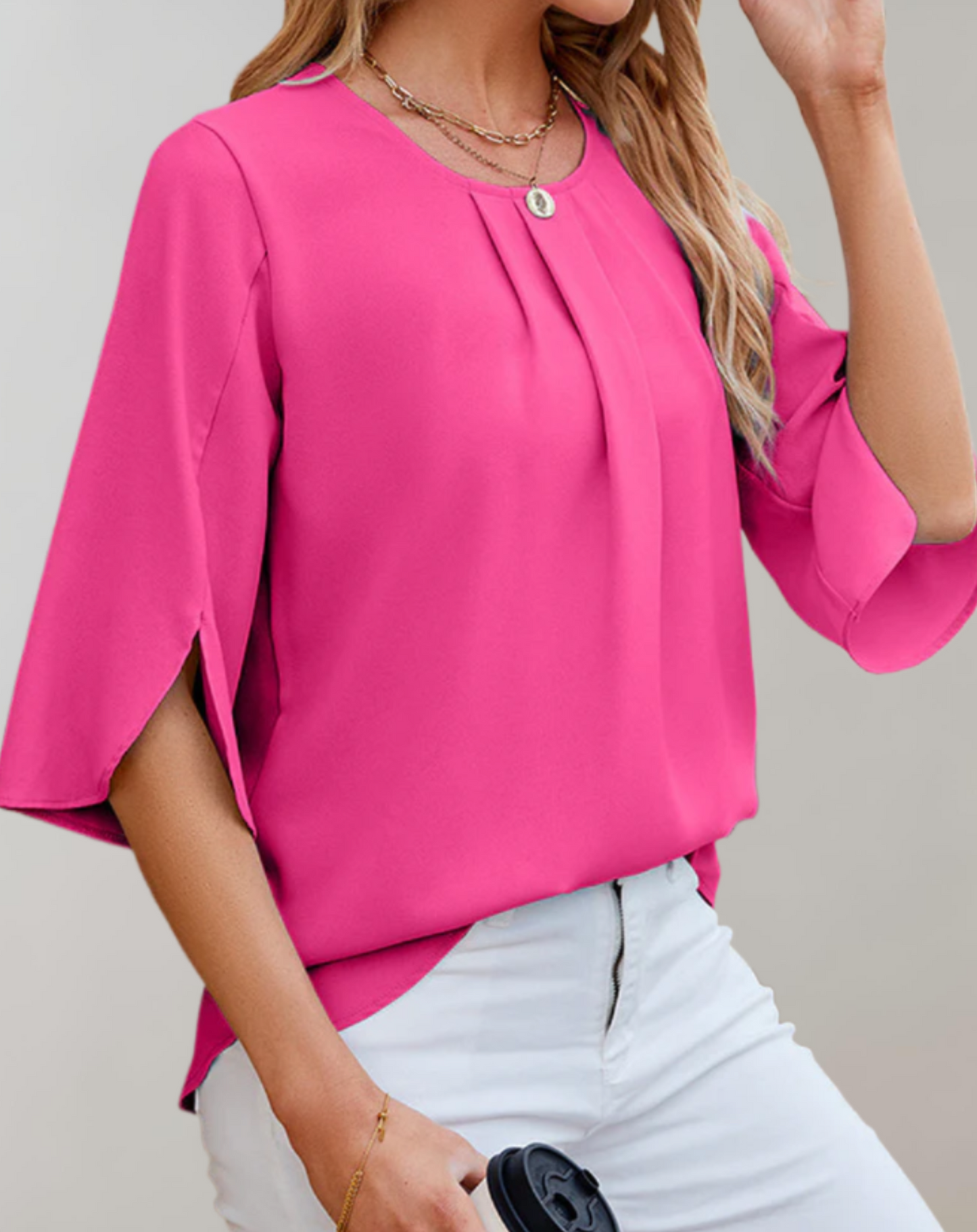 Lucinda Top | Casualowy top z okrągłym dekoltem i rozkloszowanymi rękawami