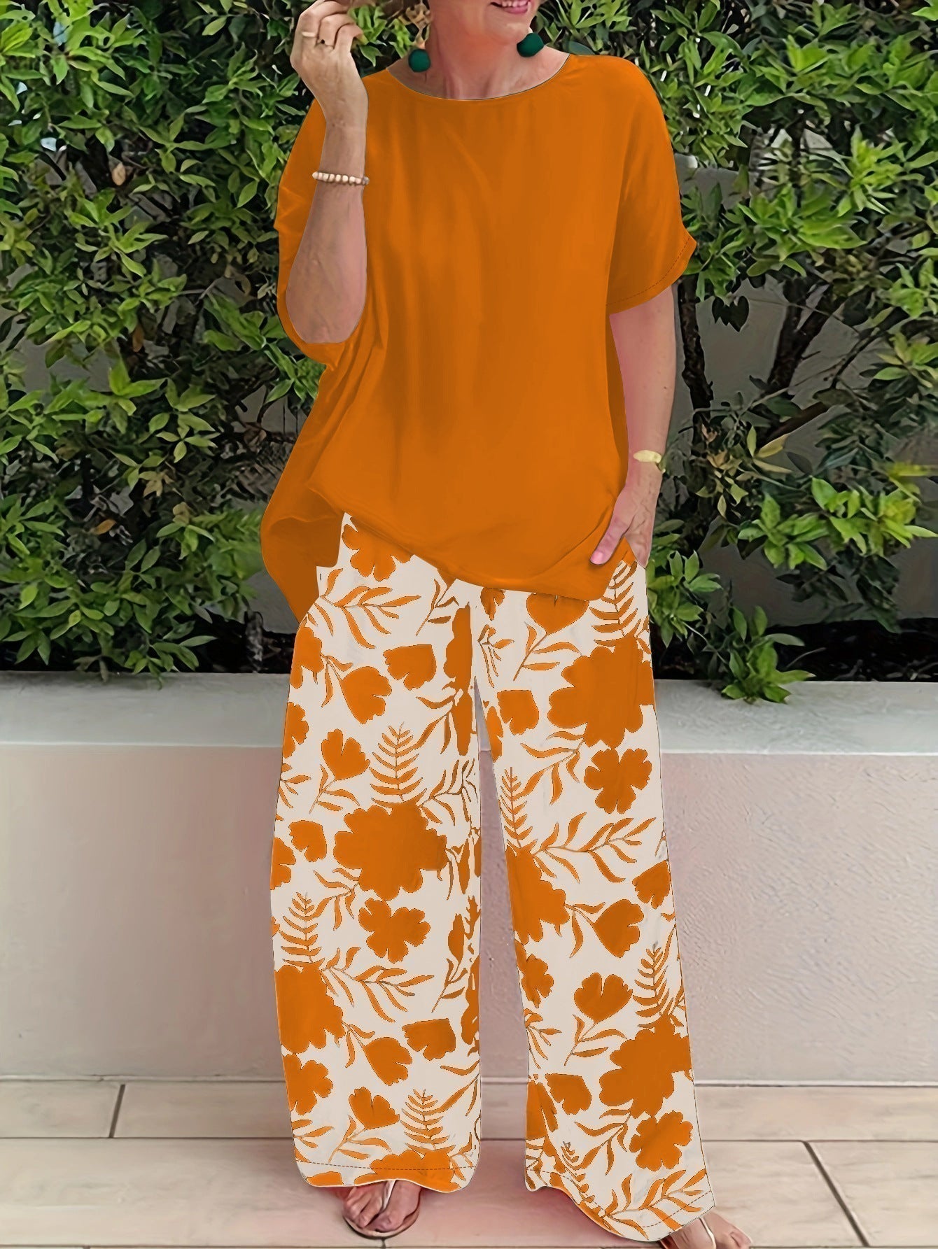 Bonnie - Elegancki zestaw w kwiaty zapewniający styl i wygodę
