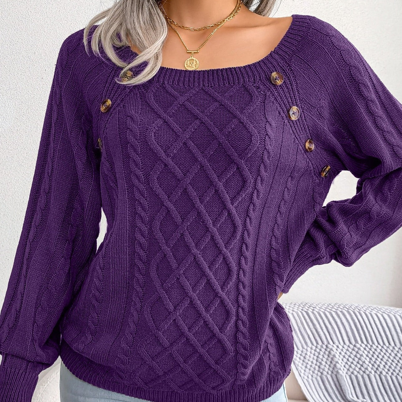 Stylowy sweter damski z dzianiny - Adelinda