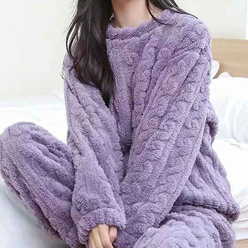 Heidi-Mode | Ciepły zestaw piżamowy Teddy Fleece dla kobiet