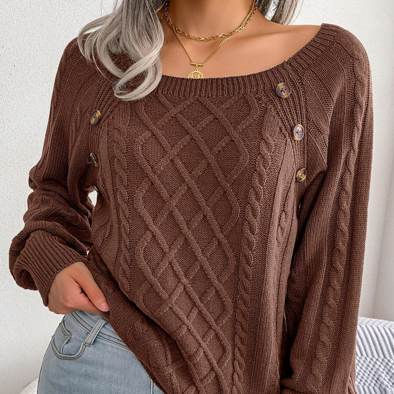 Stylowy sweter damski z dzianiny - Adelinda