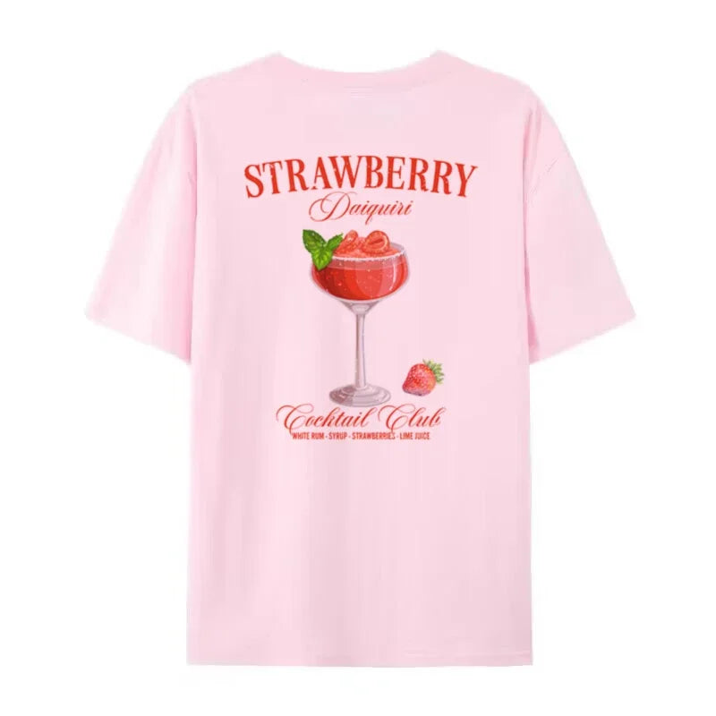 T-shirt - Oversized Daquiri - Bawełna, Unikalny nadruk z tyłu - Idealny na co dzień