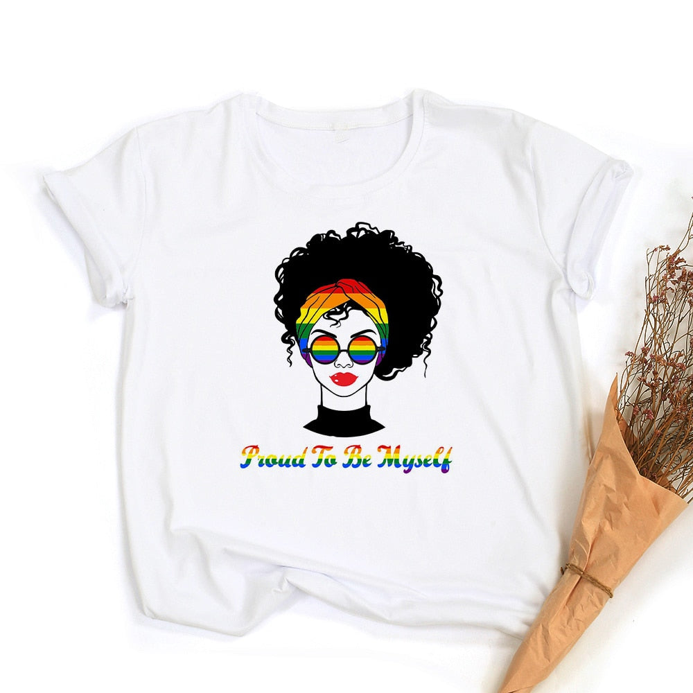 Tęczowa koszulka z grafiką Peace Love Equality | LGBT Pride Retro Summer Top