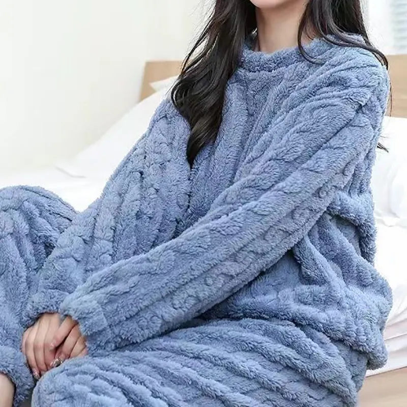 Heidi-Mode | Ciepły zestaw piżamowy Teddy Fleece dla kobiet
