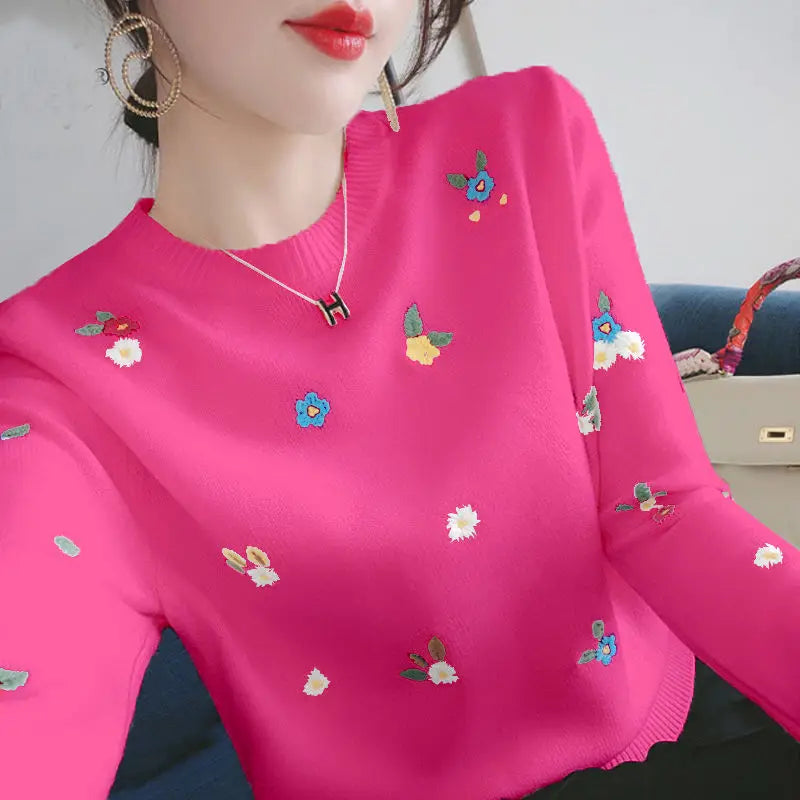 Valerea - Wibrujący sweter w kwiaty dla kobiet
