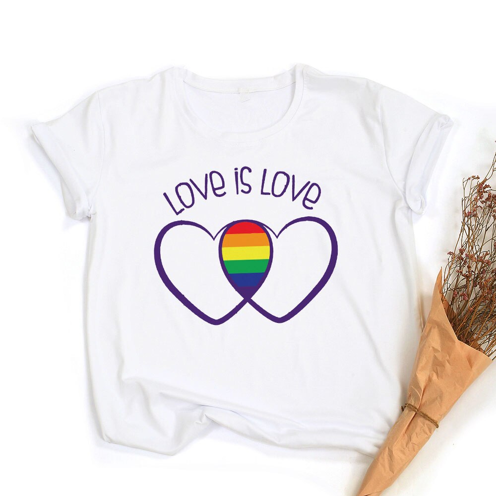 Tęczowa koszulka z grafiką Peace Love Equality | LGBT Pride Retro Summer Top