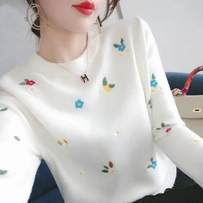 Valerea - Wibrujący sweter w kwiaty dla kobiet