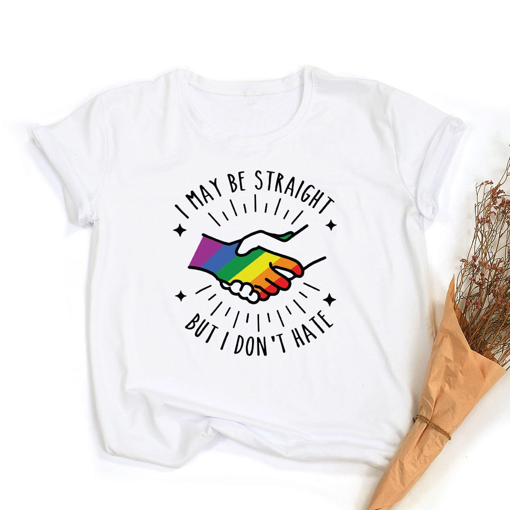 Tęczowa koszulka z grafiką Peace Love Equality | LGBT Pride Retro Summer Top