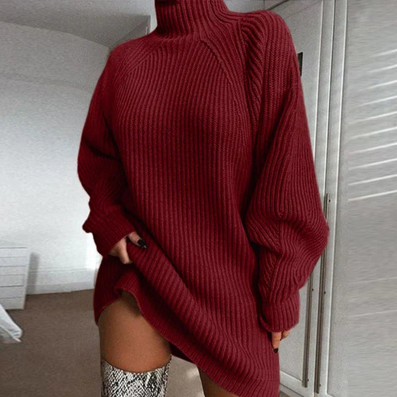 Sweter z raglanowymi rękawami, średniej długości - Szałwia