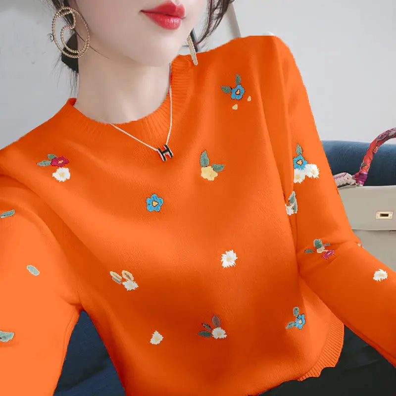 Valerea - Wibrujący sweter w kwiaty dla kobiet