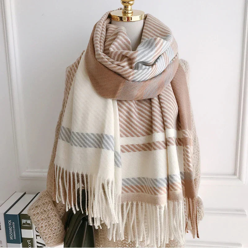 Szykowny szalik zimowy - Vintage Plaid Pattern dla kobiet