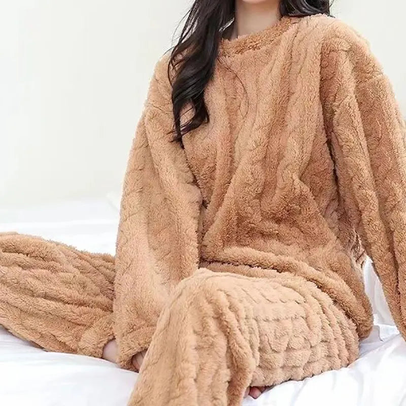 Heidi-Mode | Ciepły zestaw piżamowy Teddy Fleece dla kobiet