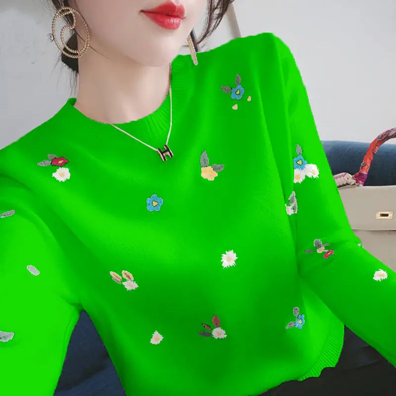 Valerea - Wibrujący sweter w kwiaty dla kobiet