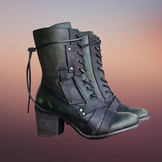 Emma - Dzikie buty motocyklowe retro z grubą podeszwą