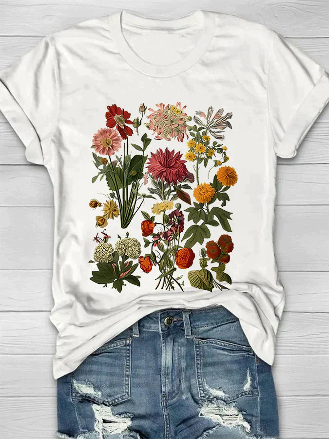 Yana | Vintage Floral T-shirt w stylu retro dla swobodnego szyku