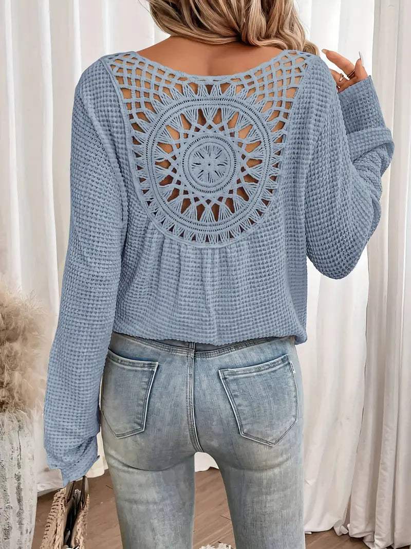 Sweter damski z dzianiny V-Neck