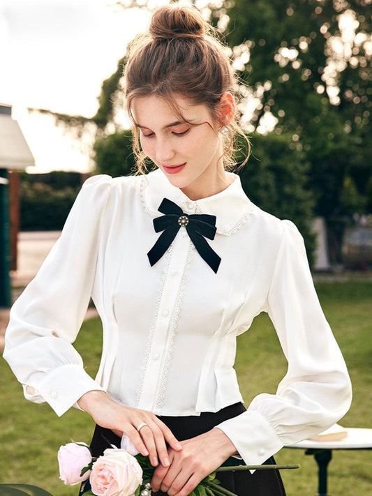 Bluzka Fiorina | Bluzka z bufiastymi rękawami w stylu vintage