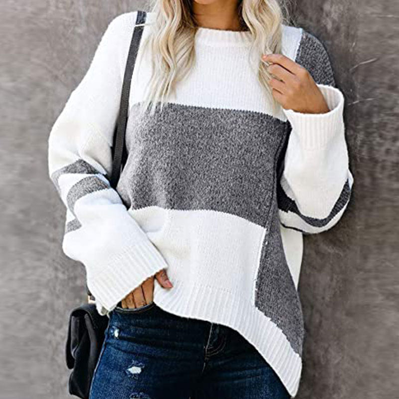 Swobodny patchworkowy sweter