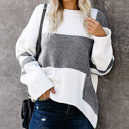 Swobodny patchworkowy sweter