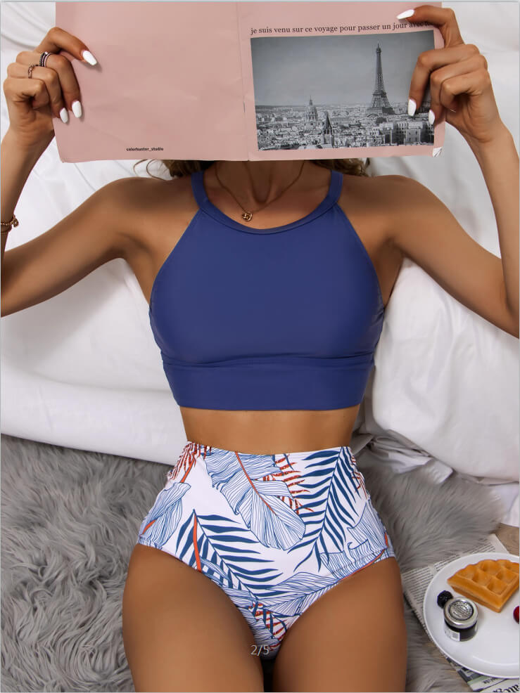 Justina® | Wysoko zapinany stanik bikini z gorącym sznurkiem