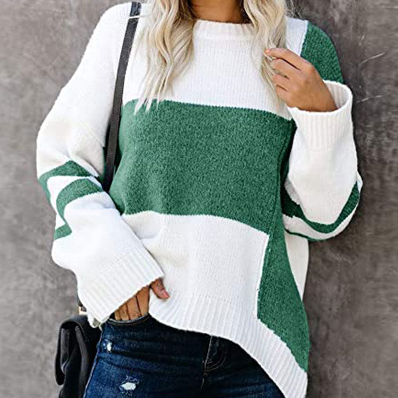 Swobodny patchworkowy sweter