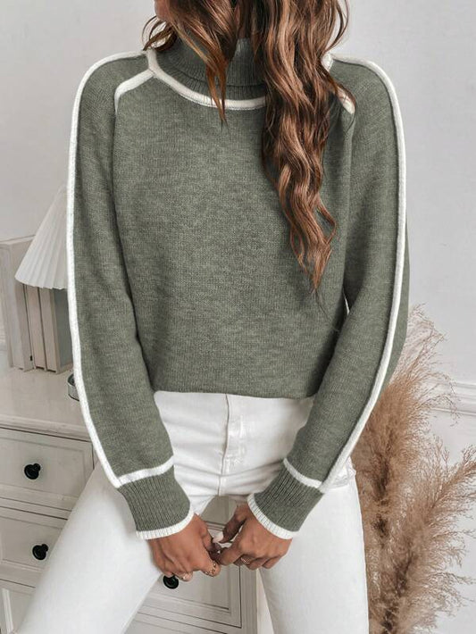 Sweter damski z dzianiny z golfem