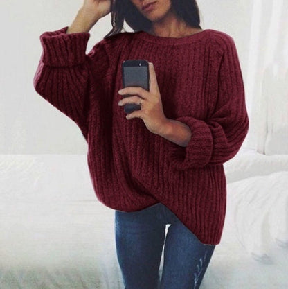 Wygodny sweter oversize z klasycznym okrągłym dekoltem