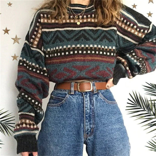 Sweter vintage z bufiastymi rękawami: elegancja i wygoda