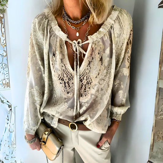 Jill - Damska szydełkowa bluzka boho