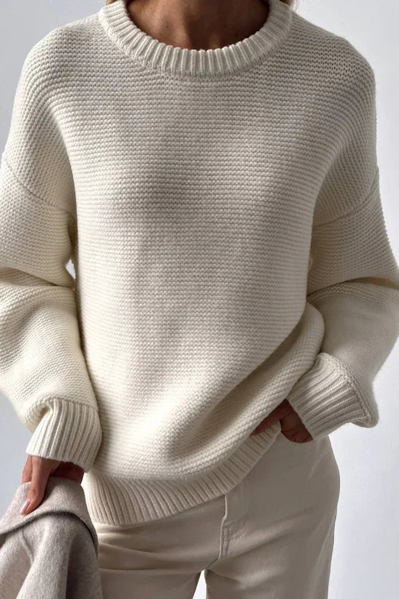 Swobodny sweter z okrągłym dekoltem
