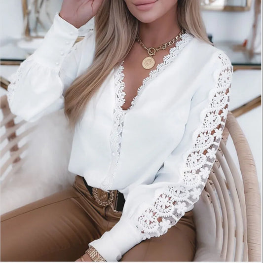 Grace - Elegancka biała bluzka damska, styl 2025