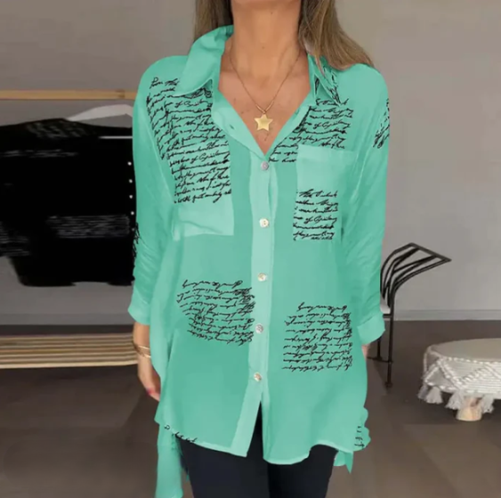 Helena - Elegancka i wygodna bluzka zapinana na guziki