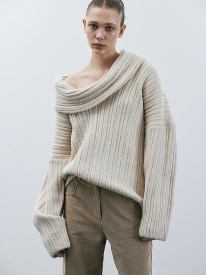 Sweter damski oversize z dzianiny