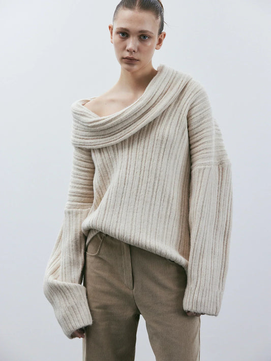 Sweter damski oversize z dzianiny