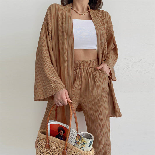 Kaitlyn - damski jesienny zestaw casualowy Camel